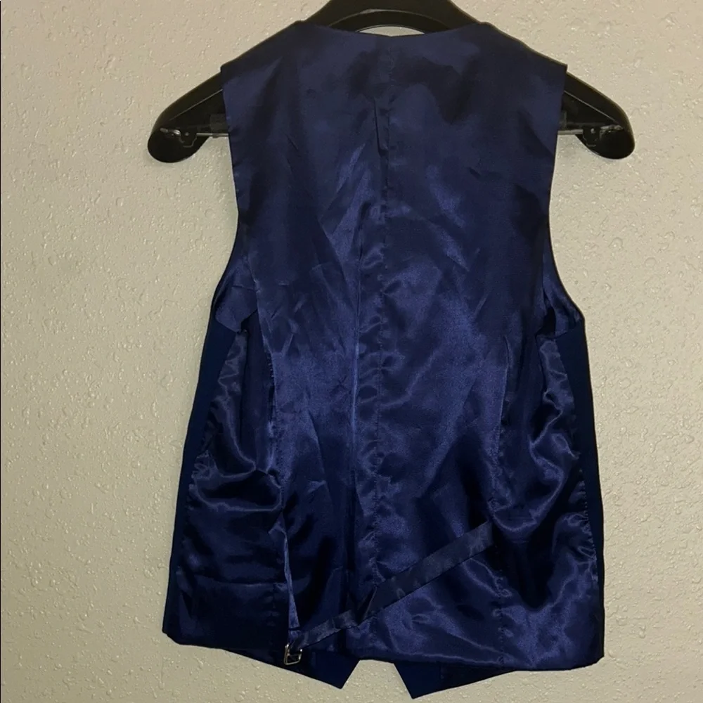 Navy Blue High-Waisted Dress Pants with Tapered Fit